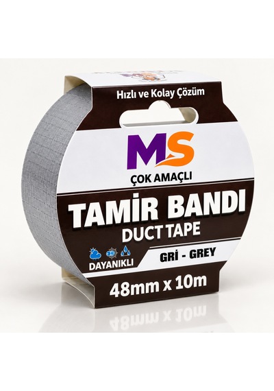 Tamir İzolasyon Bandı Gri 48 Mm X 10 Metre Genel Duct Tape Su Geçirmez Sızdırmazlık Takviye Bantları