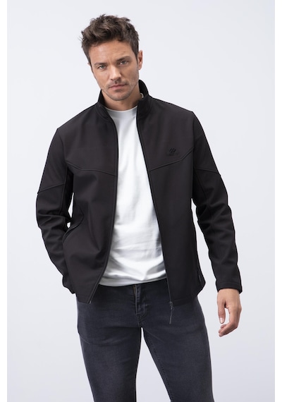 Tommylife Tommy Life Siyah Fermuarlı Dik Yaka Su Ve Rüzgar Geçirmez Softshell Erkek Mont - 88050 Siyah