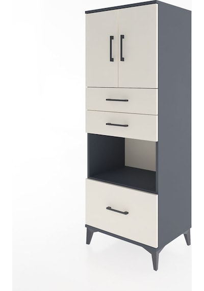 Hyperion Dolap 3 Raflı 3 Çekmeceli 2 Kapaklı 60x44x163 Antrasit-aytaşı Antrasit