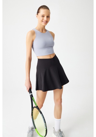 Los Ojos Siyah 2 Katmanlı Pileli Tenis Eteği - Spor Etek Tennis Skirt2 Siyah
