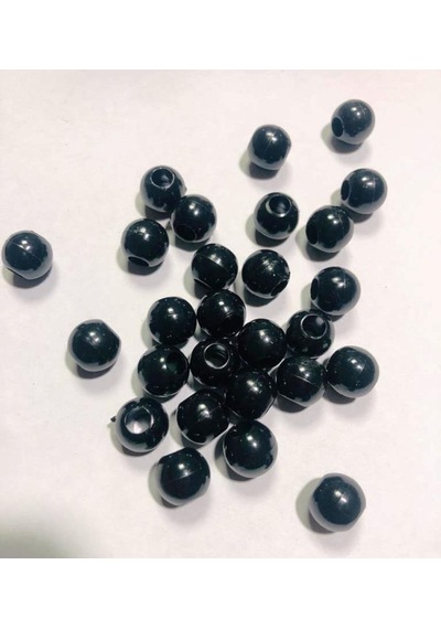 10 Mm 100 Adet Dekoratif Plastik Kuzu Boncuğu - Siyah Renk -geniş Delikli