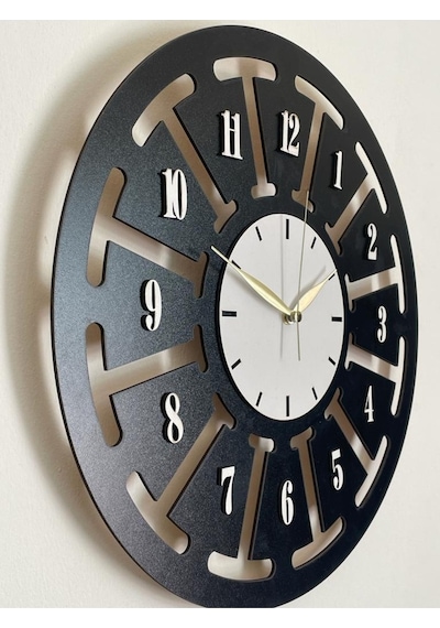 Ümra Lazer Lazer Kesim Dekoratif Duvar Saati 40x40 Cm Umrasaat8 Siyah