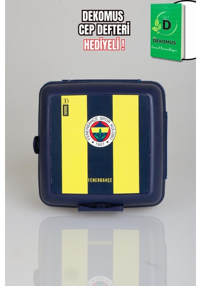 "dekomus Cep Defteri Hediyeli" Lisanslı Fenerbahçe Efsane Çubuklu 2 Katlı Beslenme Kutusu / Lunch Box Ahşap