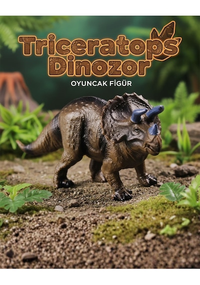 Triceratops Dinozor Oyuncak Figür - Orta Boy Eğitici Hayvan Figürü 20 Cm Hayvanlar