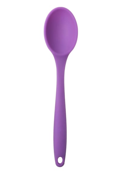 Silikon Büyük Boy Kaşık Seti, Yanmaz Yapışmaz, Çok Renkli - Antrasit, Mavi, Yeşil, Mor - 27 Cm, 4 Adet Set, Bpa