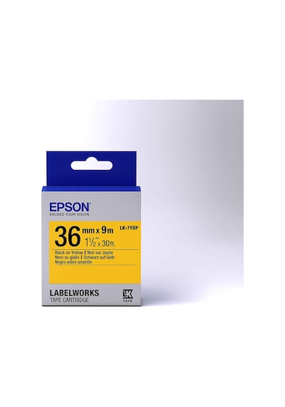 Epson Lk-7Ybp Pastel Siyah Üzeri Sarı 36MM 9 Metre  Etiket