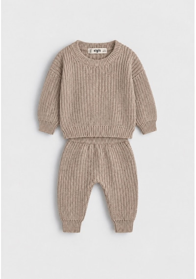 Cigit Selanik Triko Bebek Takım 1-5 Yaş Bej