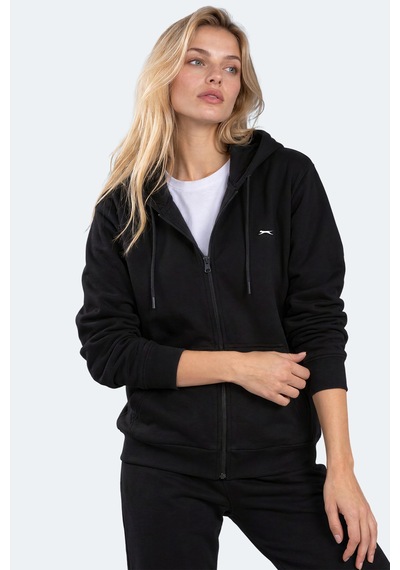 Slazenger Flores Kadın Kapüşonlu Siyah Sweatshırt