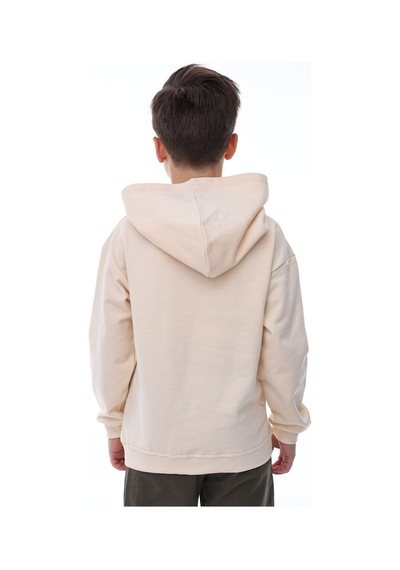 Zuzunga Basic Kapüşonlu Şardonlu Kanguru Cep Detaylı Çocuk Sweatshirt 3-10 Yaş Ekru