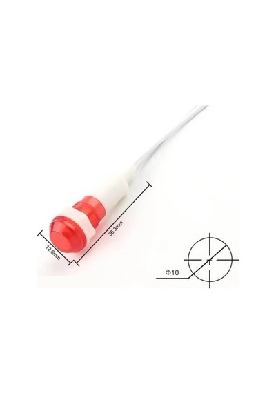 Ic-227 10mm Sinyal Lambası Plastik Kablolu 220v Kırmızı