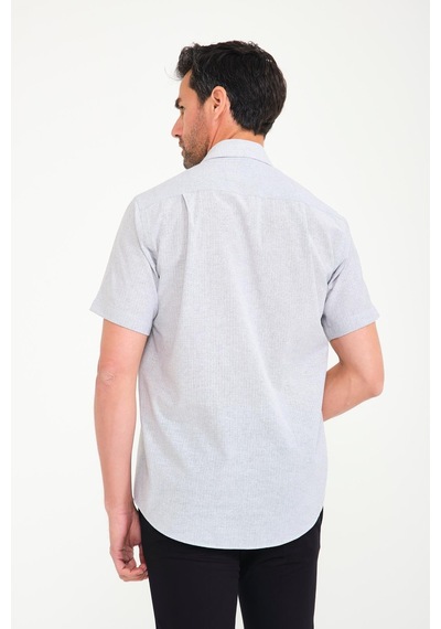 Klasik Kısa Kol Keten Cotton Garneli Hediye Kutulu Erkek Gömlek Fs-000748 - Gri-1676