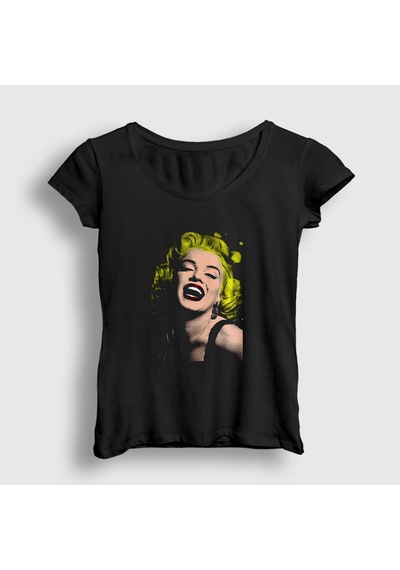 Presmono Kadın Blonde Marilyn Monroe T-shirt Siyah