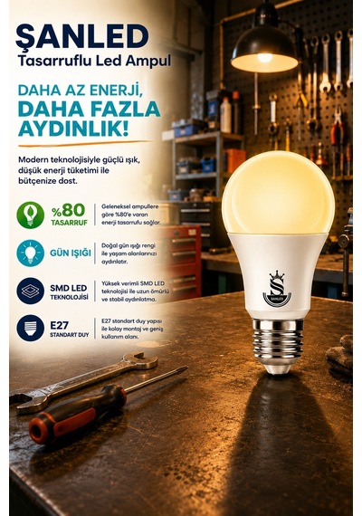10w Tasarruflu Gün Işığı Led Ampul 2 Adet 2 Adet