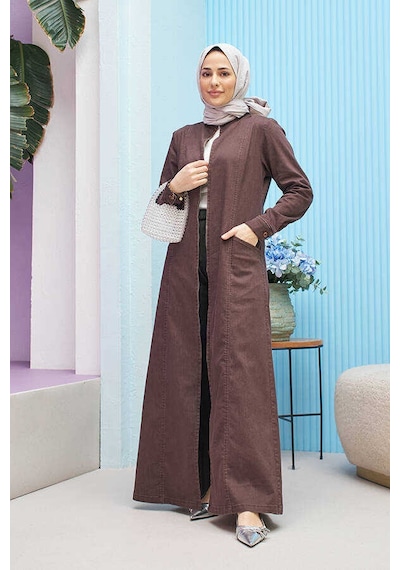 6463-battal Denim Ferace Kahve Kahve