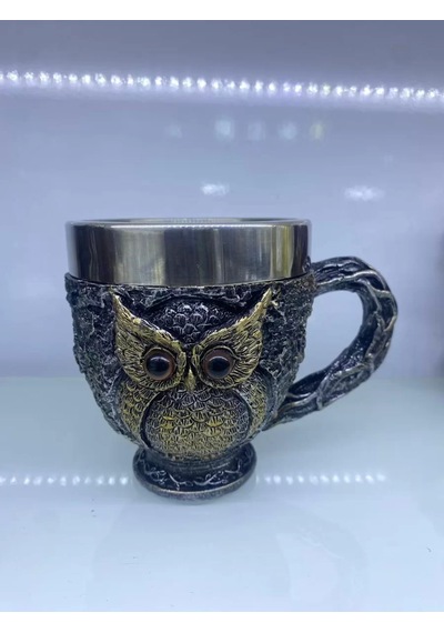 Baykuş Çelik Kupa Bardak Kod 6931
