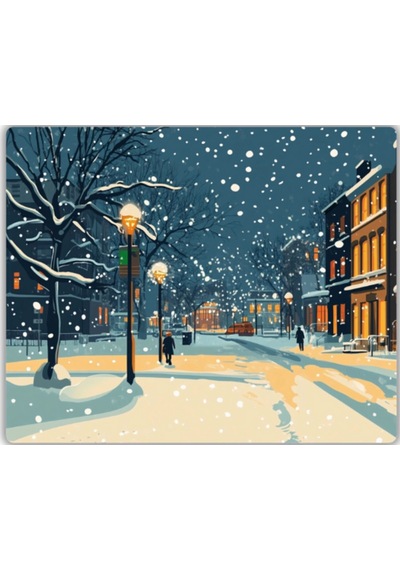 Gece Kar Yağışı Baskılı Mouse Pad 22x18 Cm