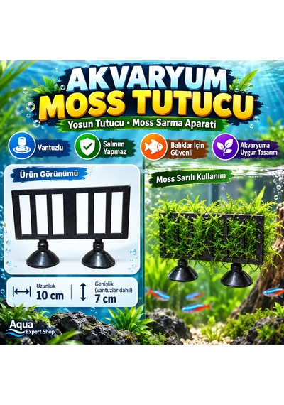 Akvaryum Moss Tutucu - Yosun Tutucu - Moss Sarma Aparatı - Vantuzlu - Salınım Yapmaz - 10x7 Cm