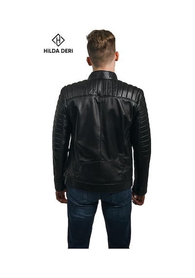 Bond Hakiki Kuzu Derisi Siyah Spor Ceket 001