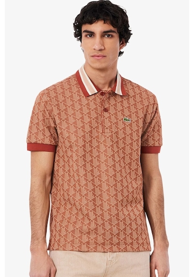 Lacoste Classic Fit Monogram Polo T-shirt Erkek Polo Yaka Tişört Kiremit Kiremit