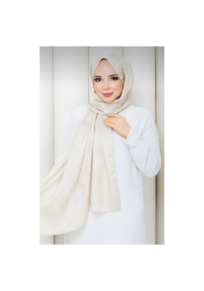 Ardün Hijab Halka Desen Pamuklu Şal Taş Gümüş - 936514243 Gümüş