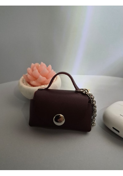 Gogo Charm Çanta Aksesuarı Mini Çanta Hakiki Deri Bordo