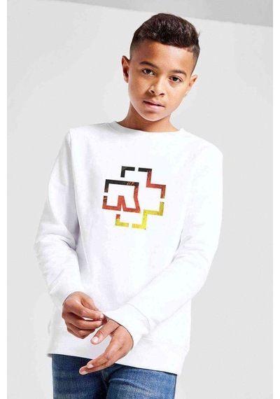 Tshirthane Rammistein Baskılı Unisex Çocuk Beyaz Sweatshirt (534771926) Beyaz