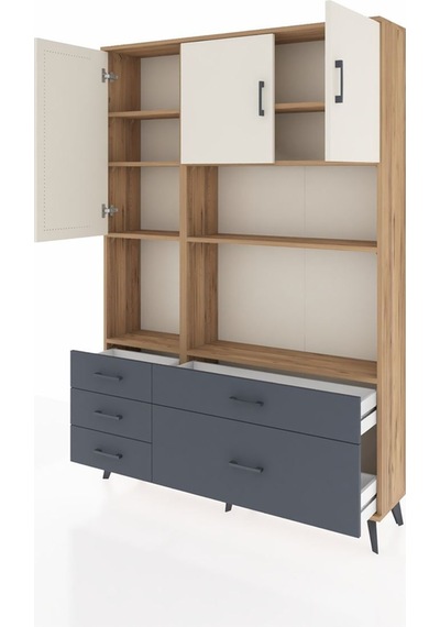 Arges Dolap 8 Raflı 5 Çekmeceli 3 Kapaklı 132x30x195 Çam-aytaşı/antrasit Aytası/antrasıt Arges Dolap 8 Raflı 5 Çekmeceli 3 Kapaklı 132x30x195 Çam-aytaşı/antrasit Aytası/antrasıt