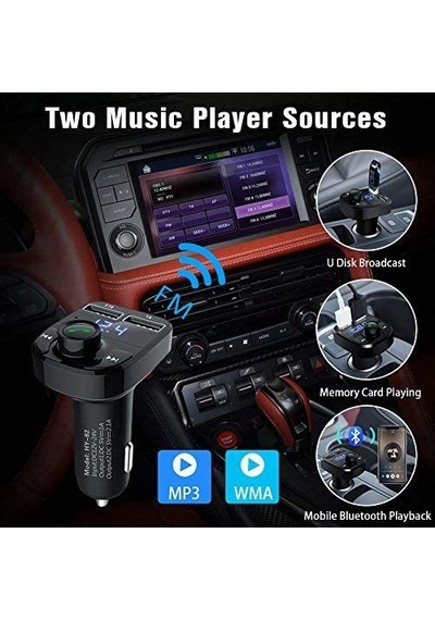 Oto Çakmaklık Araç Kiti Transmitter Bluetooth-Çağrı-Müzik-Fm