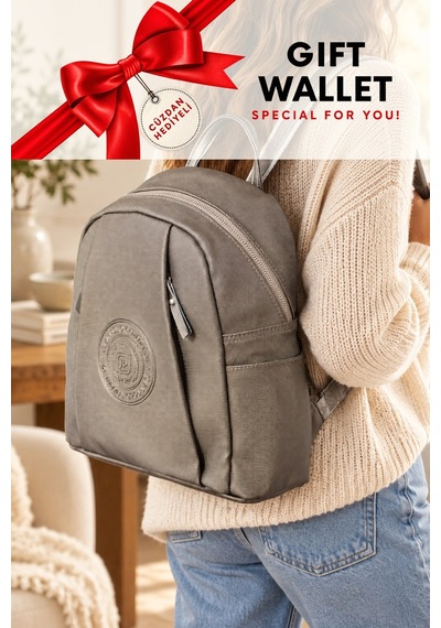 Gri 6026 Cuzdanli Orijinal Just Polo Kadin 9 Bolmeli Orta Boy Sirt Cantasi 31x29 Cm Gri - Taba
