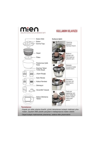 Tr Mien Salata Kurutucu Rende Seti 5 Litre Zf2521 Diğer