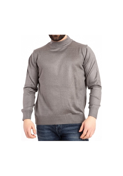 Nacar Store Erkek Ince Yün Yarım Boğazlı Triko Kazak Koyu Gri