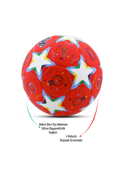 Telvesse Futbol Topu Stars Pompalı Set Dayanıklı Sert Zemin Halı Saha Futbol Topu No:5 046 Karışık Renkli