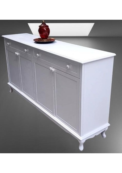Konsol Klasik Model Tv Sehpa 90386 Ahşap Mdf Parlak Beyaz Boya El Yapım