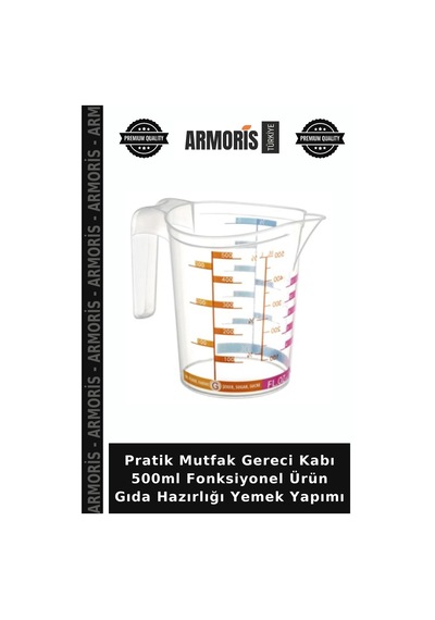Pratik Mutfak Gereci Kabı 500ml Fonksiyonel Ürün Gıda Hazırlığı Yemek Yapımı Şeffaf