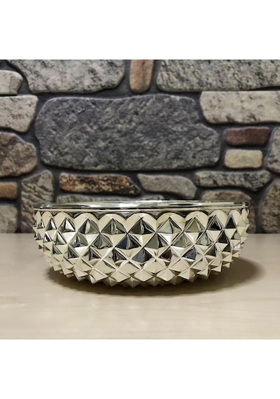 Gümüş Kaplamalı Piramit İşlemeli Bakır Hamam Tası Gümüş