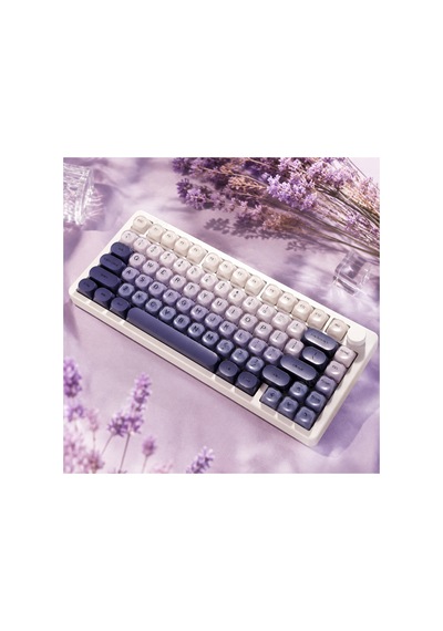 Leaven 128 Tuş Pbt Keycap Seti - Retro Yuvarlak Moa Profil Cherry Mx Uyumlu Klavye Tuşları - Mor