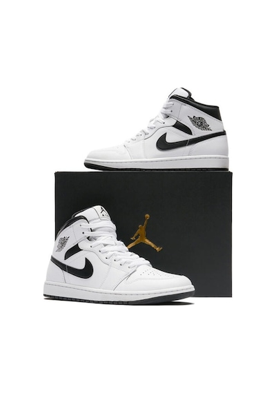 Nike Air Jordan 1 Mid 'whıte Black' Erkek Basketbol Ayakkabı-sportxstore Beyaz