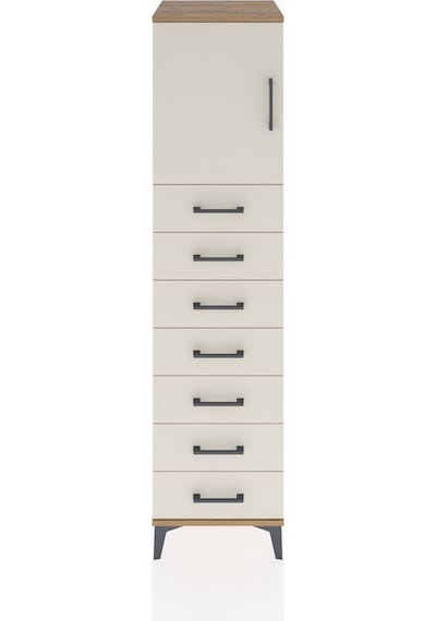 Hyperion Dolap Tek Raflı 7 Çekmeceli Tek Kapaklı 44x44x182 Çam-aytaşı Atlas Çam