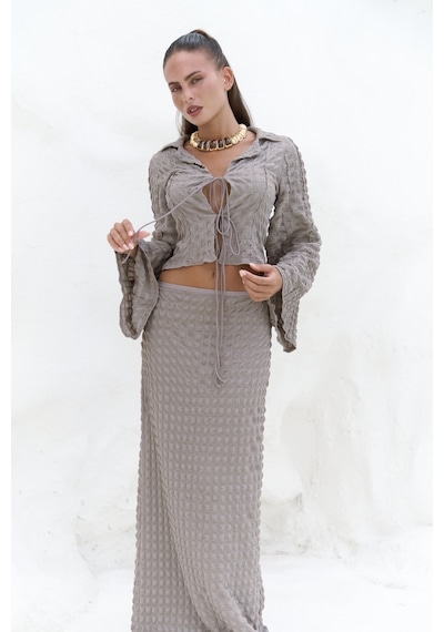 Mai Collection Mai Studios Co. Rania Vizon Gömlek Etek Takım Vizon