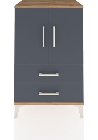 Hyperion Komodin Tek Raflı 3 Çekmeceli 2 Kapaklı 60x44x96 Çam-antrasit Atlas Çam