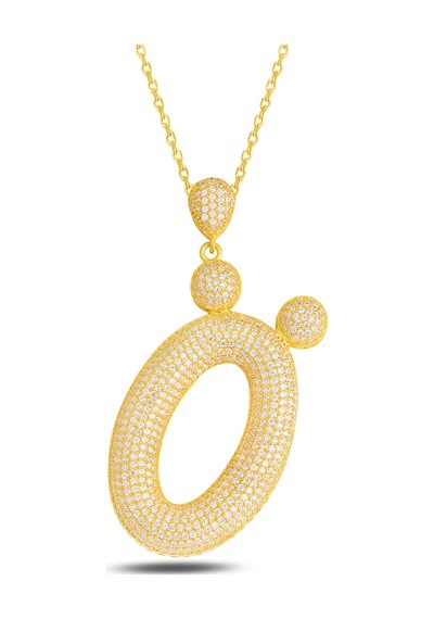 Brezza Lusso Jewelry 18k Serie Oro Ö Harfi Kadın Gümüş Kolye 50 CM 50 CM