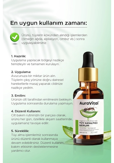 Auravital Tüy Azaltıcı Serum Karınca Yumurtası Yağı ve Aloe Vera 30 ML