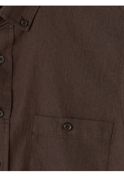 Lcwaıkıkı Classic Kahverengi Regular Fit Keten Karışımlı Erkek Gömlek