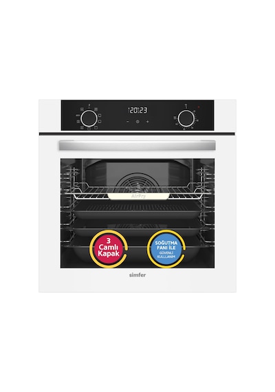 Simfer 8216 10 Fonksiyon Airfry Beyaz Cam Ankastre Fırın Dijital
