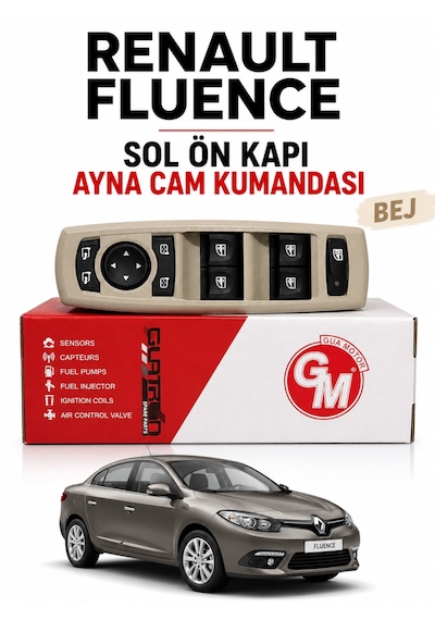 Renault Fluence Megane 3 Sol Ön Bej Cam Ve Ayna Kumanda Düğmesi 4 Lü 254000015r
