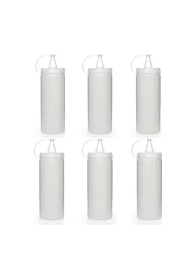 Sprenda Titiz Şeffaf Plastik Sızdırmaz Kapaklı Fişek Sosluk 700 Ml X 6'li Set Çok Renkli