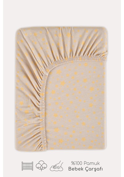 %100 Pamuk Lastikli Bebek Çarşafı 60x120cm Bej - 933481723
