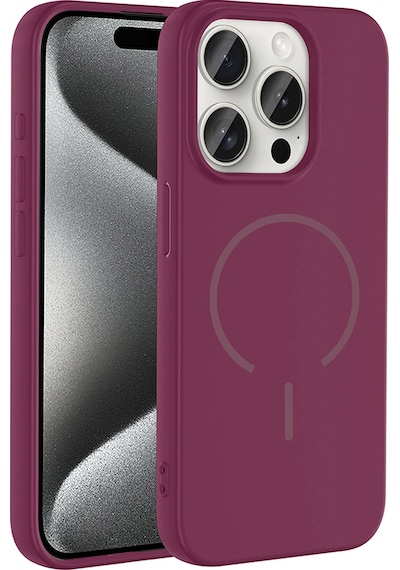 Apple Uyumlu iPhone 15 Pro Max Kılıf M-safe Şarj Özellikli Mkst Meta Kapak - Mürdüm Mürdüm
