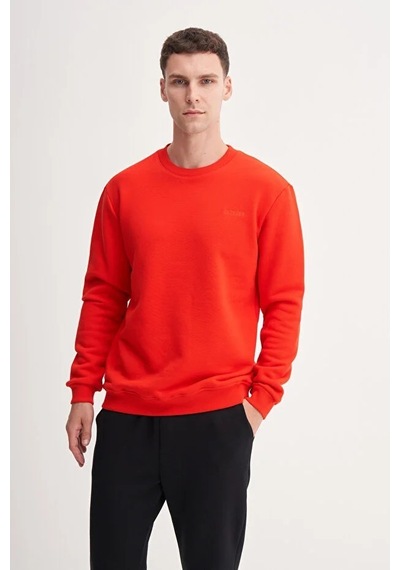 Cazador Kalın Diyagonal Dokulu %100 Pamuk 3 İplik Regular Fit Sweatshirt Kırmızı