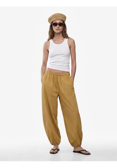 Koton Beli Lastikli Harem Pantolon Vizon 6sak40157ew